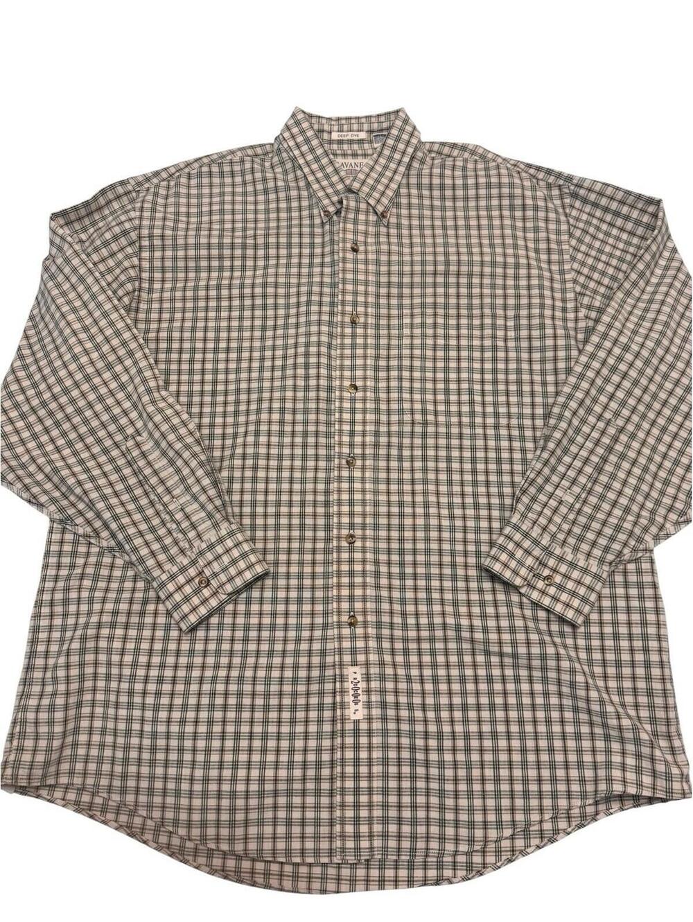 Savane Mens Deep Dye 100% Cotton No Wrinkle Long Sleeve Plaid Button Down XL